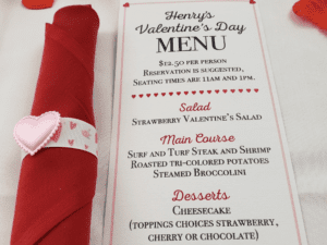 Glencroft dining valentine's day menu