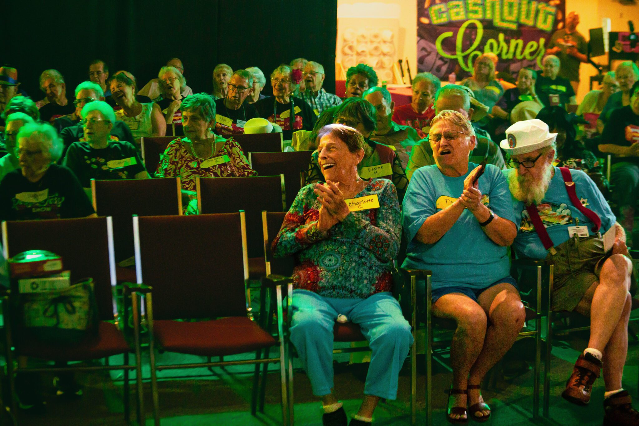 residents cheering for game show at glencroft
